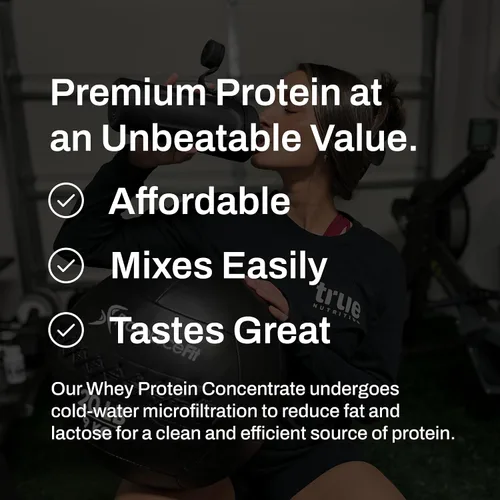 Vista 9 de True Nutrition Concentrado de proteína de suero en polvo, 0.85 oz de proteína de suero completo por porción, alto contenido de leucina, perfil