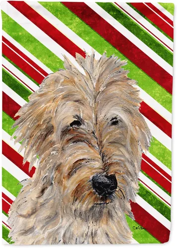 Vista 317 de Caroline's Treasures SC9334GF - Bandera decorativa para jardín, diseño de bastón de caramelo inglés, diseño de bulldog inglés, tamaño jardín