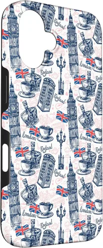 Vista 3 de Funda para iPhone 16 London con Big Ben, Booth, Union Jack, funda de té inglés
