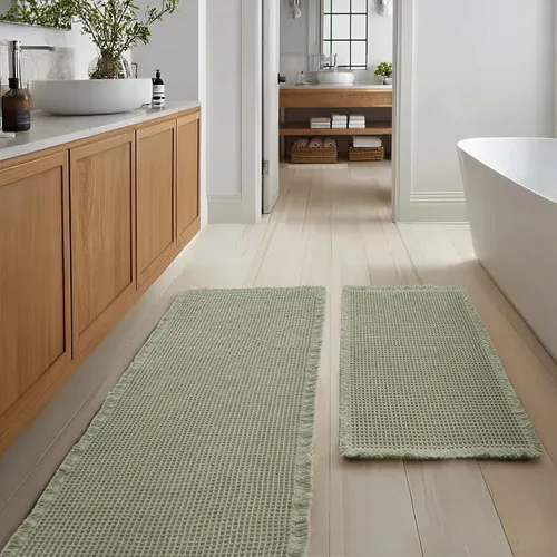 Vista 50 de JIUZHEN Tapete de Baño Mejorado con Diseño de Gofre Súper Absorbente Tapetes de Baño Antideslizantes Alfombras de Baño Lavables a Máquina de Secado