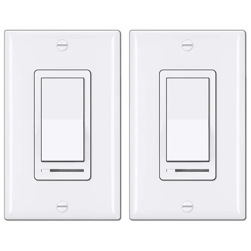 Vista 12 de BESTTEN Paquete de 2 interruptores de luz de pared con atenuador de almendra, compatible con LED regulable, CFL, bombilla incandescente y halógena