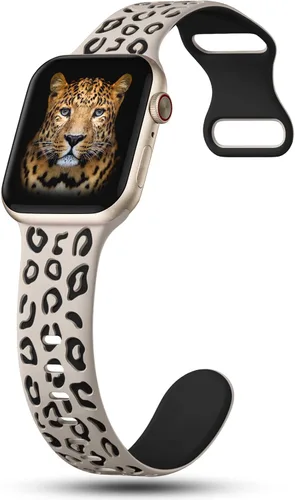 Vista 2 de CreateGreat Correas de leopardo grabadas compatibles con Apple Watch Band de 1.575 in 1.614 in 1.496 in 1.654 in 1.732 in 1.772 in 1.811 in 1.929 in