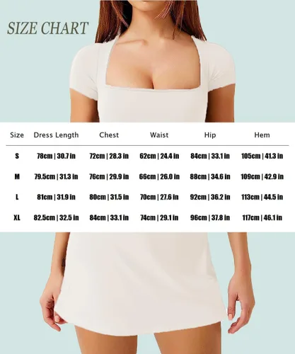 Vista 6 de Hotexy Vestido de tenis para mujer, mini vestidos ajustados con brasier y pantalones cortos integrados, bolsillos para control de abdomen, vestido