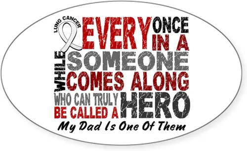 Vista 4 de CafePress Hero Comes Along 1 Dad - Pegatina ovalada para parachoques de coche, diseño de cáncer de pulmón