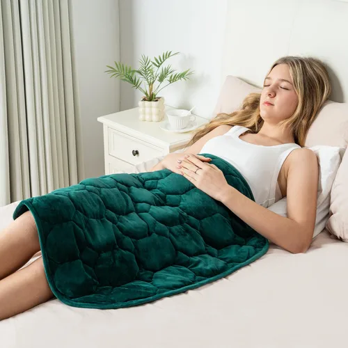 Vista 12 de Wemore Manta ponderada de regazo de 7 libras para adultos, manta pequeña con peso para viajes, calma, relajación, siesta y dormir, almohadilla