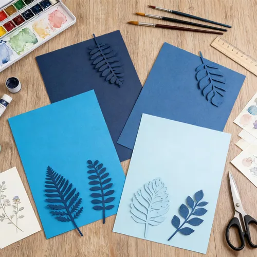 Vista 8 de 80 hojas de cartulina azul de 8.5 x 11 pulgadas, 4 tarjetas de colores azules surtidos de papel de impresora de 65 lb/180 gsm, manualidades Serie