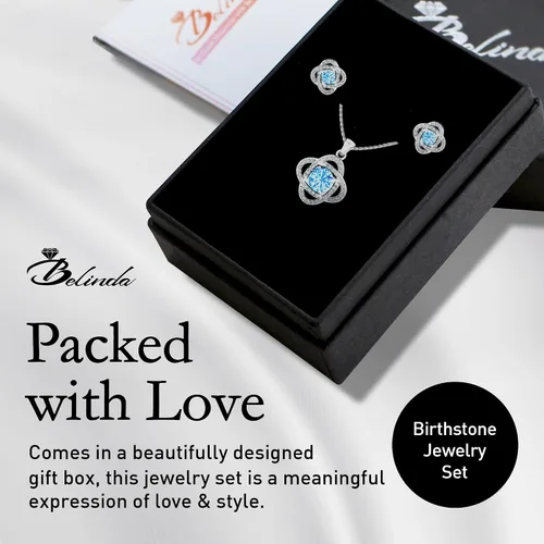 Vista 6 de Aretes de plata de ley 925 para mujer, con bonito nudo de amor, piedras preciosas brillantes a presión, collar colgante para colgar, hermoso juego