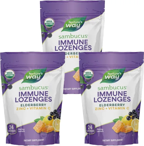 Vista 10 de Nature's Way Sambucus Pastillas de zinc con saúco y vitamina C, sabor miel y limón, 24 pastillas