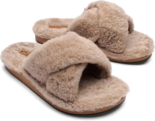 Vista 5 de OLUKAI Hila Heu - Pantuflas para mujer, zapatos sin cordones para mujer, piel de oveja auténtica, suela de agarre húmedo
