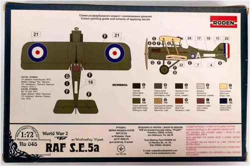 Vista 2 de Roden S.E.5A Wolsley Viper British Single Seat Fighter Kit modelo de avión