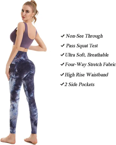 Vista 5 de iniber Pantalones de yoga de cintura alta con bolsillos para mujer, elásticos en 4 direcciones, suaves, para correr, entrenamiento, pantalones