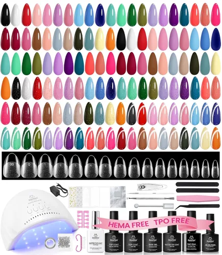 Vista 13 de Beetles - Kit de esmalte de uñas de gel con luz UV, 54 piezas, 32 colores A - Multicolor-32-54