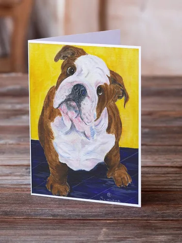 Vista 2 de Caroline's Treasures SS8415GCA7P - Tarjetas de felicitación y sobres de Bulldog Inglés (8 unidades, tamaño A7, 5 x 7 pulgadas), color blanco