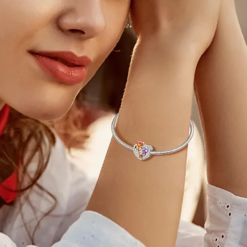 Vista 5 de Dije de flor de nacimiento para pandora, pulseras, collar, plata de ley 925, dije de amor, cumpleaños, día de la madre, Navidad, regalos