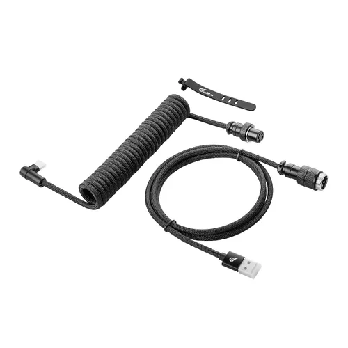 Vista 8 de GUNMJO Cable USB C en espiral profesional para teclado de juegos, cable de teclado mecánico aviador de metal con ángulo tipo C, USB-C de 4.9 ft a