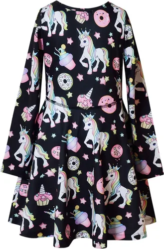 Vista 2 de Jxstar Vestidos de manga larga para niñas, ropa de otoño e invierno, vestido con vuelo