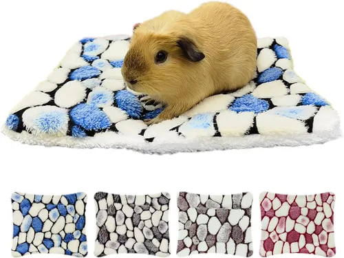 Vista 7 de EAEDMY 4 alfombrillas cómodas de conejillo de indias, cama suave y cálida de conejo, alfombrillas de cama de hámster para animales pequeños