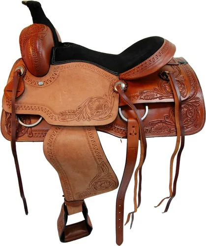 Vista 4 de Sillín Western Trail Caballo Placer Cómodo Paseo Herramientas Rodeo Cowboy Sillines 15 16 17 18 FQHB
