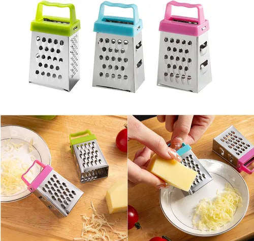 Vista 5 de Mini rallador de queso, 3 ralladores de caja pequeña de acero inoxidable, rallador profesional para rebanar queso, jengibre, verduras
