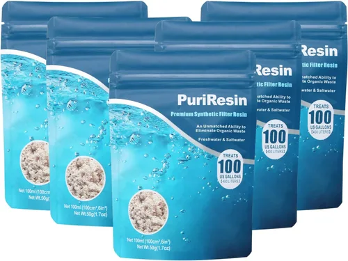 Vista 8 de Medio filtrante de resina orgánica PuriResin para acuario, para tanque de peces de agua dulce y salada, elimina taninos de madera flotante, 100 ml