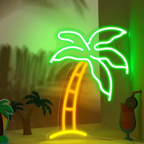 Vista 8 de ROCEEI Letrero de neón LED de flamenco tropical, luces de neón alimentadas por USB, letrero de arte de pared para decoración de Navidad, habitación