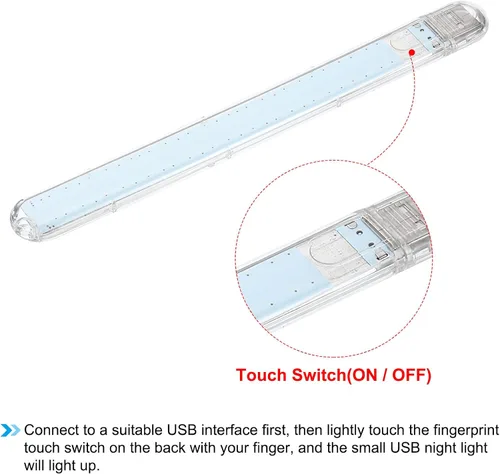 Vista 5 de PATIKIL Luz nocturna USB, portátil, enchufable, pequeña luz LED con 24 cuentas de lámpara con interruptor de sensor táctil, luz USB para baño