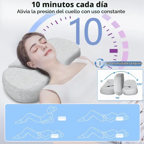 Vista 6 de Almohada cervical cervical, di adiós al dolor de cuello, almohada de apoyo de cuello de viaje para dormir de lado, almohada ergonómica de espuma Gris
