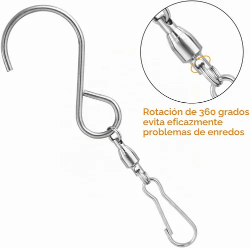 Vista 3 de KUUQA Ganchos giratorios para colgar hilanderos de viento, campanillas de viento, tornados de cristal, suministros de fiesta (paquete de 6)