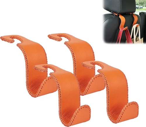 Vista 9 de Amooca - Gancho para reposacabezas de asiento de coche, organizador de almacenamiento universal para bolso de mano, abrigo, cuero con metal