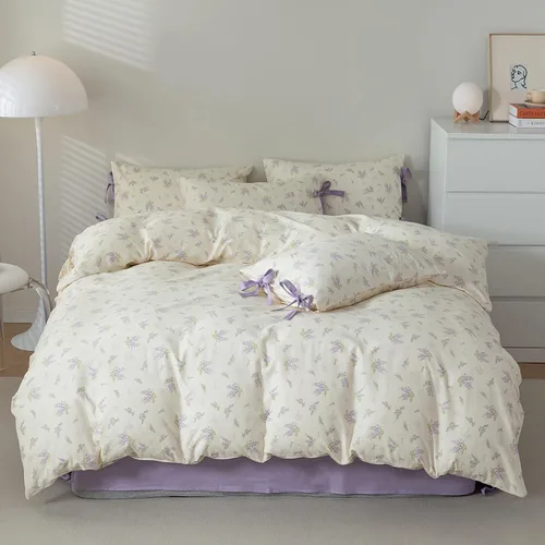 Vista 79 de Juego de funda de edredón blanca con estampado floral azul, juego de ropa de cama de algodón suave estilo bohemio, juego de ropa de cama estética