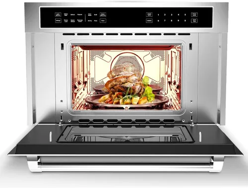 Vista 6 de GarveeHome Horno de convección de microondas de 30 pies, horno microondas integrado de 1.6 pies cúbicos con freidora de aire, puerta desplegable