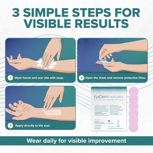 Vista 8 de Epi-Derm Epi-Tab Circles - Láminas de silicona para cicatrices – Parches de silicona lavables y reutilizables de grado profesional, para pequeñas