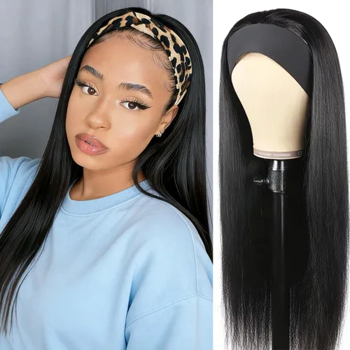 Vista 15 de XSY: Peluca de diadema de cabello humano de onda profunda sin pegamento, sin encaje frontal, peluca de diadema rizada, lista para usar y llevar