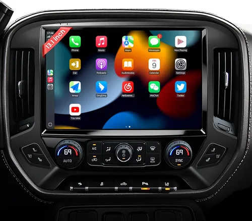 Vista 12 de Actualización estéreo de radio QLED de 13.1 pulgadas para Chevy Silverado y GMC Sierra 2014-2018, unidad principal de 8 núcleos con CarPlay/Android