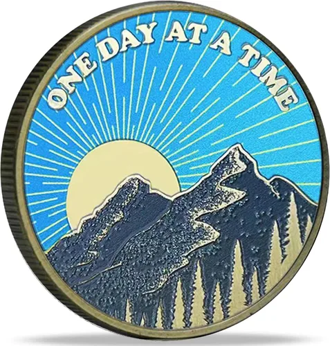 Vista 7 de Sunrise Serenity Lucky Coin One Day at A Time - Ficha de bolsillo, regalo para hombres o mujeres, medallón AA de sobriedad de recuperación