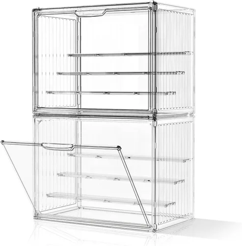 Vista 9 de Vitrina de acrílico transparente para coleccionables, caja de exhibición de figuras de pasatiempos de 4 capas con estantes, cajas de exhibición