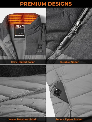 Vista 4 de ORORO - Chaleco térmico ligero con batería, para hombre