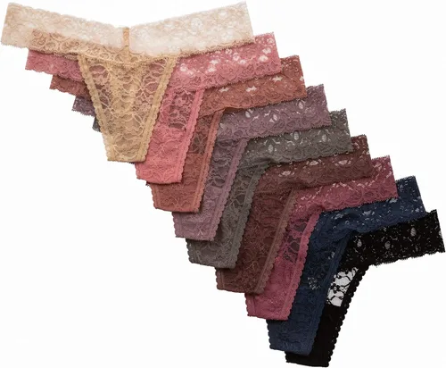Vista 5 de Alyce Ives Intimates Tanga de encaje para mujer, paquete de 10