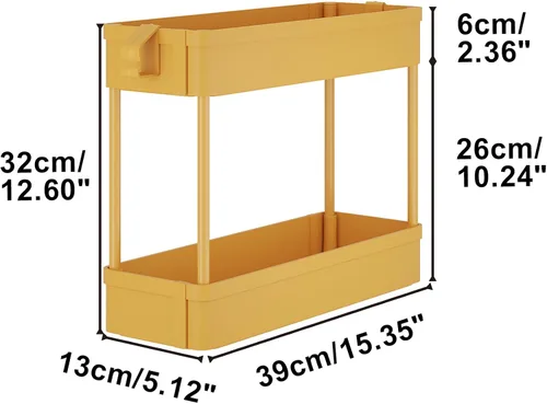 Vista 2 de Organizador de almacenamiento para debajo del fregadero, cesta de almacenamiento de 2 niveles para debajo del baño, carrito de almacenamiento