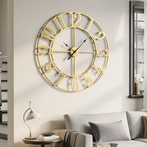 Vista 61 de Cuspin Reloj de pared de 24 pulgadas con engranajes, reloj de metal