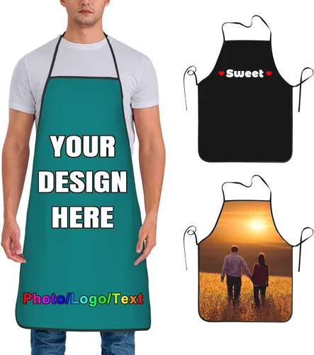 Vista 24 de Delantal de chef personalizado para hombres y mujeres, para cocinar, con nombre, logotipo, foto, regalos de cocina para familiares y amigos