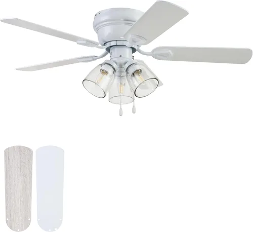 Vista 11 de Portage Bay - Ventilador de techo Renton, 42 pulgadas, bronce, para interior, con 3 luces LED transparentes, múltiples aspas, focos E26/B11