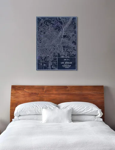 Vista 3 de The Oliver Gal Artist Co. Maps - Lienzo decorativo para pared, diseño de Los Ángeles 1899, decoración del hogar, 13 x 16 pulgadas, azul, blanco