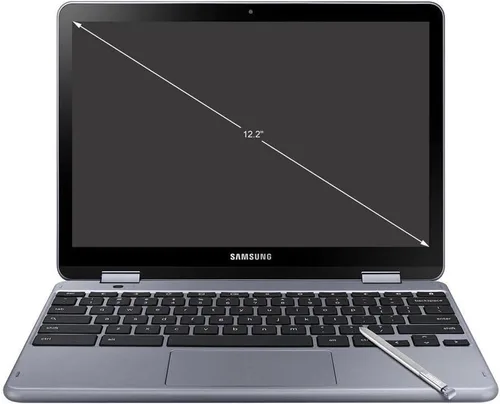 Vista 2 de Samsung - Plus Chromebook 2 en 1 con pantalla táctil de 12,2" - Intel Celeron - Memoria de 4 GB - Memoria flash eMMC de 32 GB - Stealth Silver