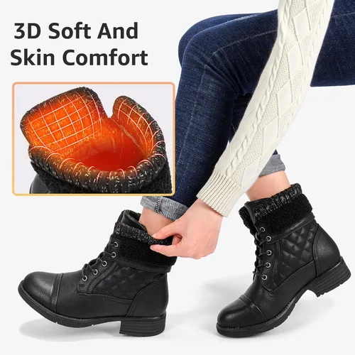 Vista 28 de STQ Botas de combate con cordones para mujer