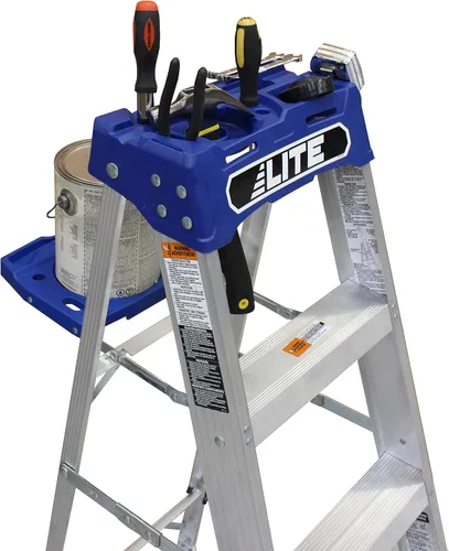 Vista 10 de LITE Escalera de aluminio de 4 pies con bandeja de herramientas, capacidad de carga de 250 libras, tipo I, LP-2111-04