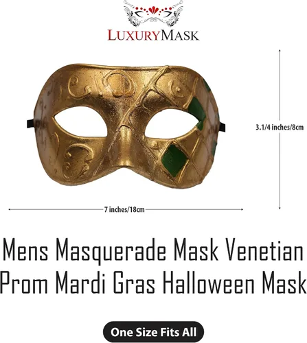 Vista 7 de Máscara de mascarada para hombre, máscara de aspecto antiguo para Halloween, fiesta veneciana, fiesta de máscaras, Mardi Gras y baile de graduación