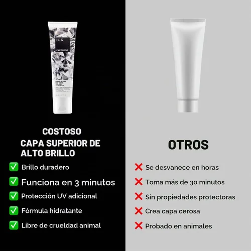 Vista 6 de IGK - Capa superior brillante transparente y costosa, brillo para el cabello de alto brillo, viaje de 1.7 onzas