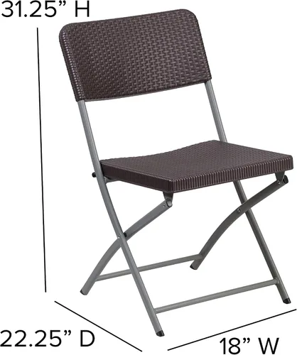 Vista 3 de Flash Furniture Silla plegable de ratán marrón serie HERCULES con marco gris