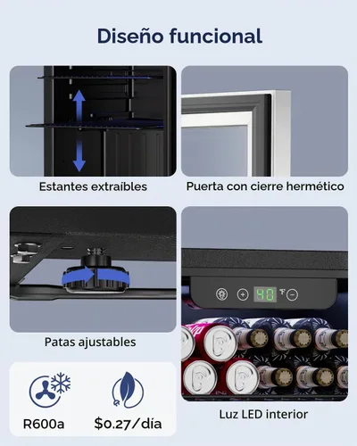 Vista 8 de Feelfunn Refrigerador de bebidas para 68 latas, mini refrigerador de 1.7